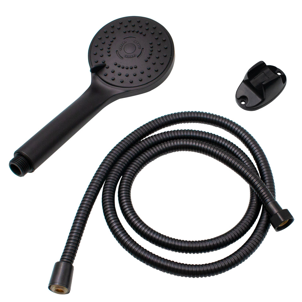 5 funkciós zuhanyfej + zuhanycső és tartó MATTE BLACK